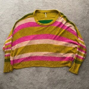 Free People “All About You” Cozy Oversized Stripe Sweater Size Small